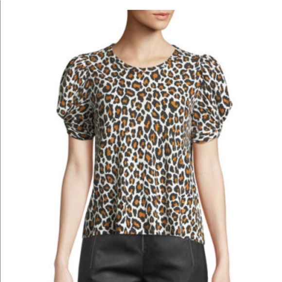 ALC Kati leopard print tee puffed sleeve sz M - Picture 3 of 4